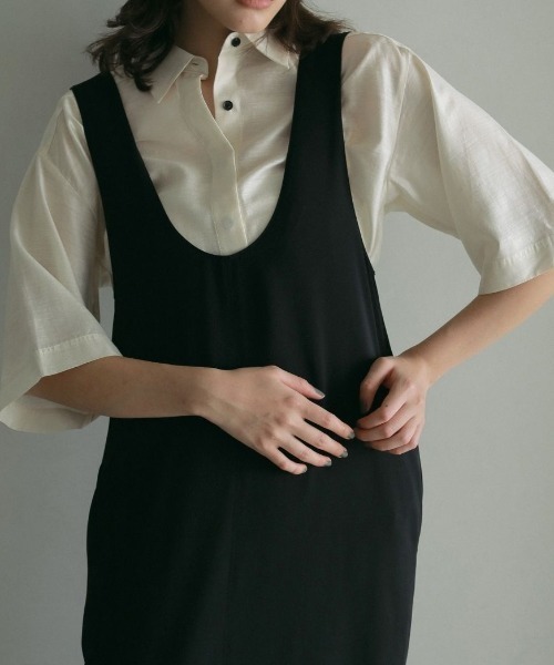 anuke（アンヌーク）の「anuke Twill Uneck Onepiece ツイルUネック