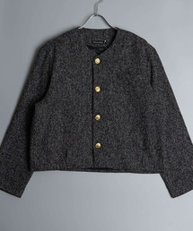 garsonwave（ギャルソンウェーブ）の「ツイード ゴールドボタン ノーカラー ショート丈 ジャケット(GW)（その他アウター）」