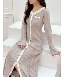 MERCURYDUO | バイカラーリブマーメイドニットワンピース(ワンピース)