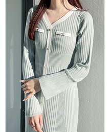 MERCURYDUO | バイカラーリブマーメイドニットワンピース(ワンピース)