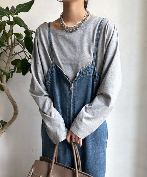 DouDou(ドゥドゥ)の「【SAKURA @___saku14_ 企画】BIGロンTEE(Tシャツ/カットソー・レディース・オフホワイト/ネイビー/ブラウン/ピンク/グレー/サックスブルー・FREE)」の1枚目の写真