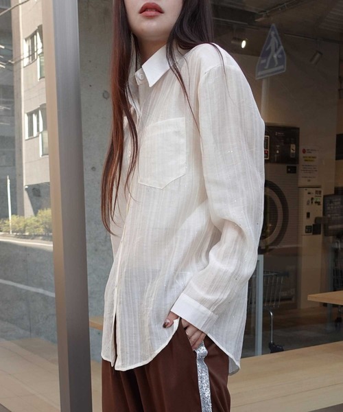 shiroshiros出品 セール】ワッシャーラメシアーシャツ（シャツ/ブラウス