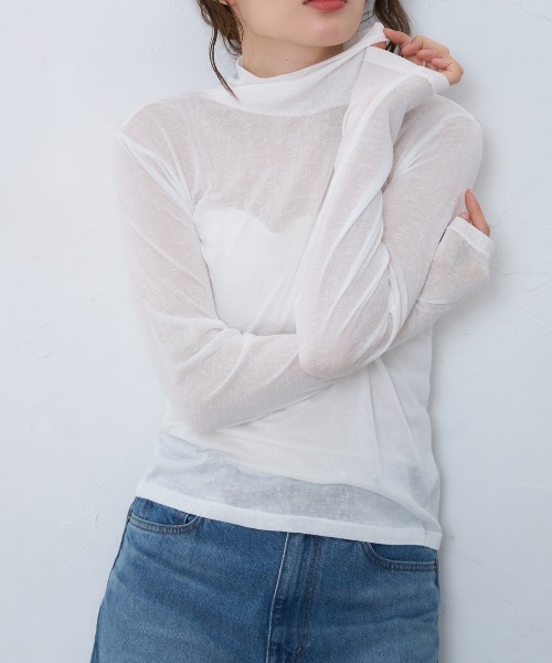 TRIANGLE PALETTE（トライアングルパレット）の「シアーハイネックトップス（Tシャツ/カットソー・レディース・ブラック/ピンク/ホワイト・FREE）」の18枚目の写真