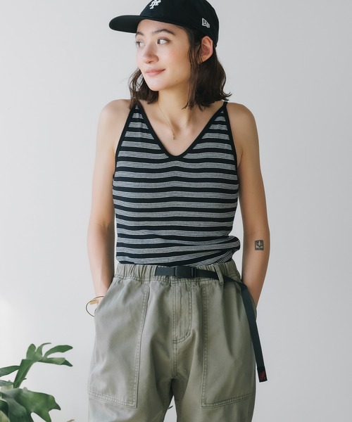 MILLER(ミラー)の「R.P.miller/ミラー Prib Cami tank タンクトップ 2026新作 再入荷 夏服(タンクトップ・レディース・レッド系/ネイビー系/ストーン/グリーン/ネイビー/レッド系1/ブルー/ブラック・FREE)」の5枚目の写真