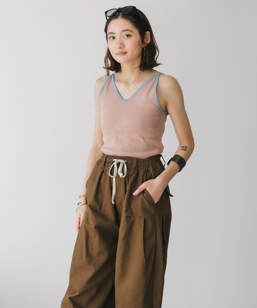 MILLER(ミラー)の「R.P.miller/ミラー Prib Cami tank タンクトップ 2026新作 再入荷 夏服(タンクトップ・レディース・レッド系/ネイビー系/ストーン/グリーン/ネイビー/レッド系1/ブルー/ブラック・FREE)」の6枚目の写真