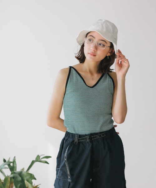 MILLER(ミラー)の「R.P.miller/ミラー Prib Cami tank タンクトップ 2026新作 再入荷 夏服(タンクトップ・レディース・レッド系/ネイビー系/ストーン/グリーン/ネイビー/レッド系1/ブルー/ブラック・FREE)」の3枚目の写真