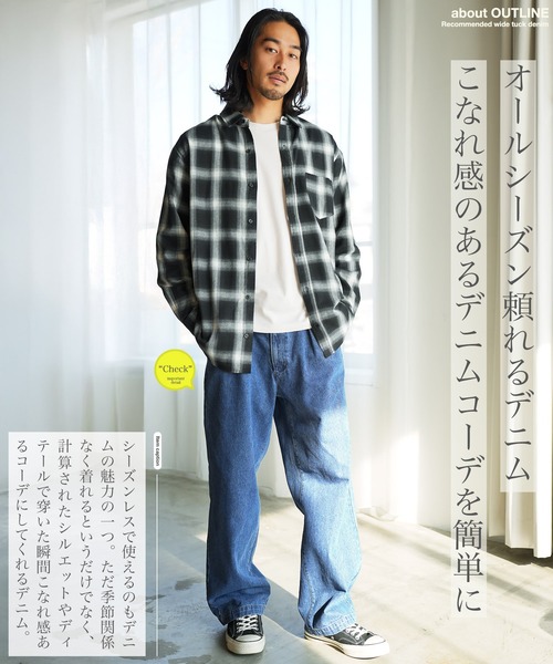 jiggys shop(ジギーズショップ)の「ライトオンスデニム タックイージーワイドパンツ(デニムパンツ・メンズ・ブルー系その他2/ブラック/ブルー系その他・SMALL/MEDIUM/X-LARGE/LARGE)」の5枚目の写真