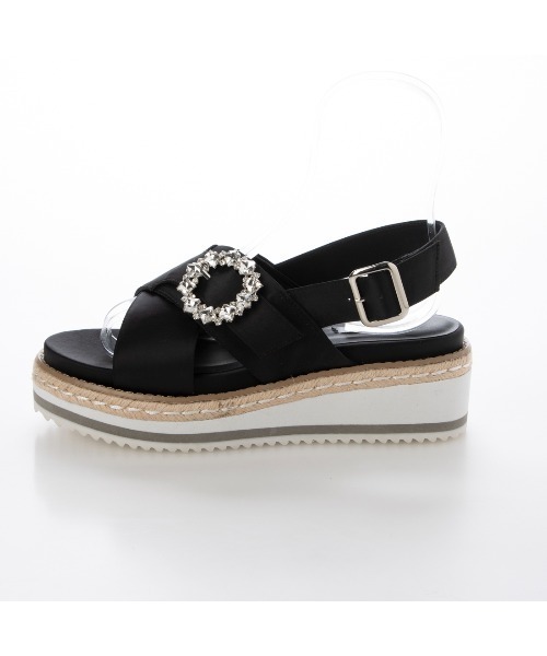 EVOL（イーボル）の「【軽量・S-LLサイズ展開】クロスベルトジュートビジューサンダル IY5716（サンダル・レディース・ホワイト/ブラック/シルバー・S/M/L/LL）」の5枚目の写真