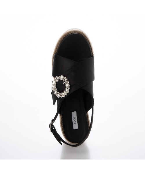 EVOL（イーボル）の「【軽量・S-LLサイズ展開】クロスベルトジュートビジューサンダル IY5716（サンダル・レディース・ホワイト/ブラック/シルバー・S/M/L/LL）」の7枚目の写真