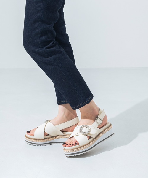 EVOL（イーボル）の「【軽量・S-LLサイズ展開】クロスベルトジュートビジューサンダル IY5716（サンダル・レディース・ホワイト/ブラック/シルバー・S/M/L/LL）」の15枚目の写真