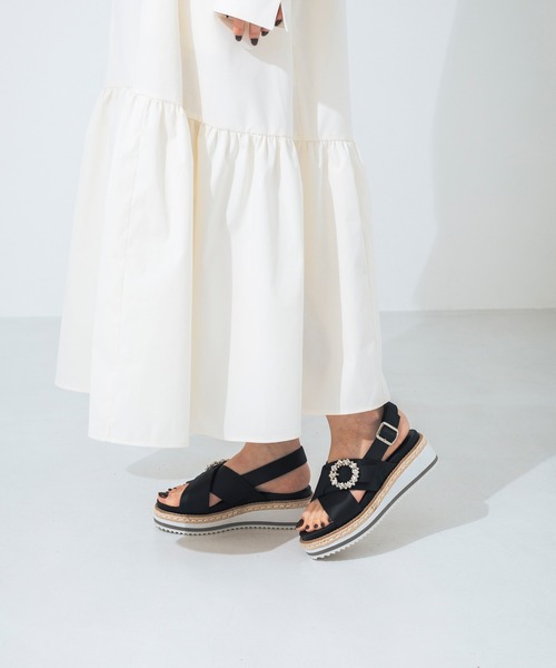 EVOL（イーボル）の「【軽量・S-LLサイズ展開】クロスベルトジュートビジューサンダル IY5716（サンダル・レディース・ホワイト/ブラック/シルバー・S/M/L/LL）」の11枚目の写真