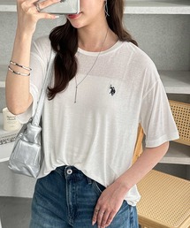 U.S. POLO ASSN. | GeeRA別注【U.S. POLO ASSN.】ワンポイント刺繍スラブシアーカラー＆ボーダーTシャツ(Tシャツ/カットソー)