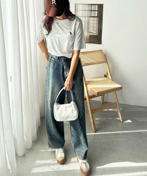 U.S. POLO ASSN.(ユーエスポロアッスン)の「GeeRA別注【U.S. POLO ASSN.】ワンポイント刺繍スラブシアーカラー&ボーダーTシャツ(Tシャツ/カットソー・レディース・オートミール/ホワイト系その他/ピンク/オフホワイト/ブラック・LARGE/X-LARGE/MEDIUM/SMALL)」の7枚目の写真