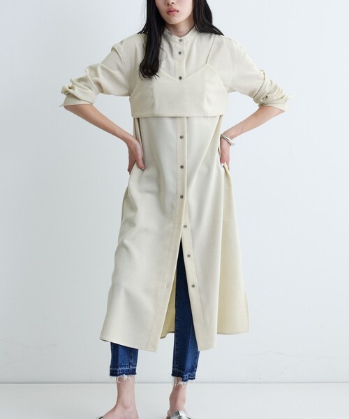 GALLEST（ギャレスト）の「【セレモニー/オケージョン/通勤】ビスチェセットシャツドレス【2WAY】（ワンピース・レディース・ダークグレー/ライトベージュ・40/38/36）」の2枚目の写真