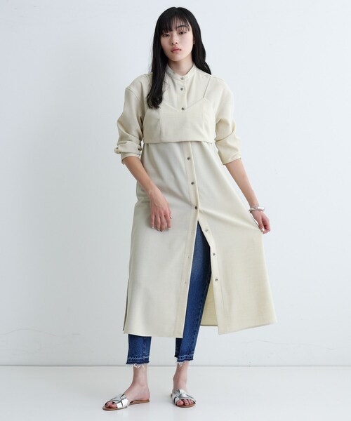 GALLEST（ギャレスト）の「【セレモニー/オケージョン/通勤】ビスチェセットシャツドレス【2WAY】（ワンピース・レディース・ダークグレー/ライトベージュ・40/38/36）」の3枚目の写真