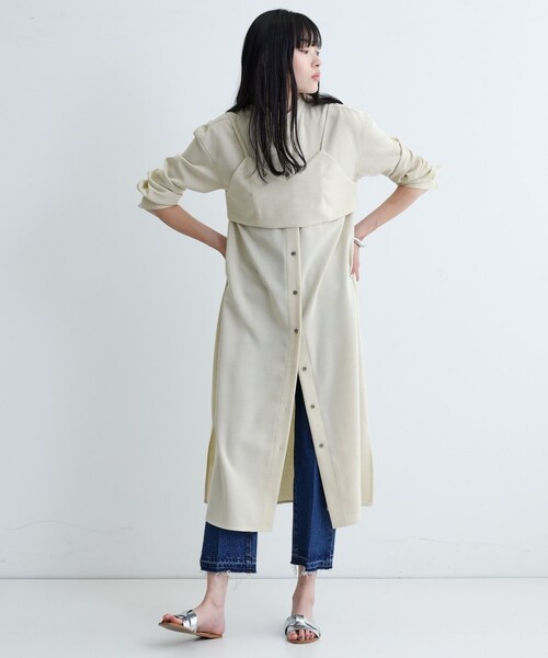 GALLEST（ギャレスト）の「【セレモニー/オケージョン/通勤】ビスチェセットシャツドレス【2WAY】（ワンピース・レディース・ダークグレー/ライトベージュ・40/38/36）」の4枚目の写真