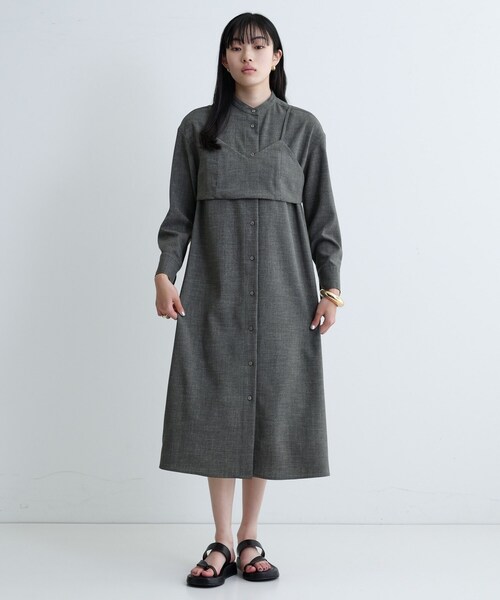GALLEST（ギャレスト）の「【セレモニー/オケージョン/通勤】ビスチェセットシャツドレス【2WAY】（ワンピース・レディース・ダークグレー/ライトベージュ・40/38/36）」の10枚目の写真