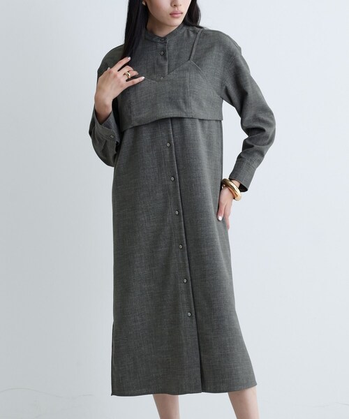 GALLEST（ギャレスト）の「【セレモニー/オケージョン/通勤】ビスチェセットシャツドレス【2WAY】（ワンピース・レディース・ダークグレー/ライトベージュ・40/38/36）」の11枚目の写真