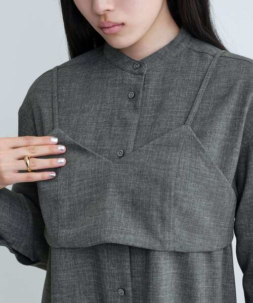 GALLEST（ギャレスト）の「【セレモニー/オケージョン/通勤】ビスチェセットシャツドレス【2WAY】（ワンピース・レディース・ダークグレー/ライトベージュ・40/38/36）」の13枚目の写真