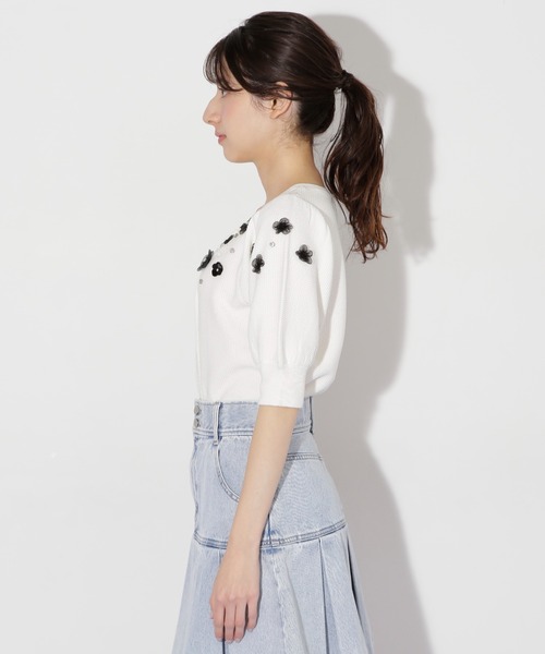 JILL by JILL STUART(ジルバイジルスチュアート)の「◇3Dフラワーニットトップス(ニット/セーター・レディース・ホワイト/ブラック・FREE)」の11枚目の写真