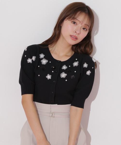 JILLSTUART サライニット レディース フリーサイズ ニット ブラック セール】◇3Dフラワーニットトップス（ニット/セーター）｜JILL