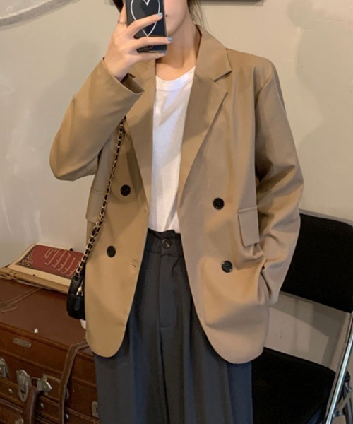 SallyLunn(サリーラン)の「薄手ダブル テーラードジャケット(テーラードジャケット・レディース・ブラック/ベージュ・MEDIUM/LARGE)」の4枚目の写真