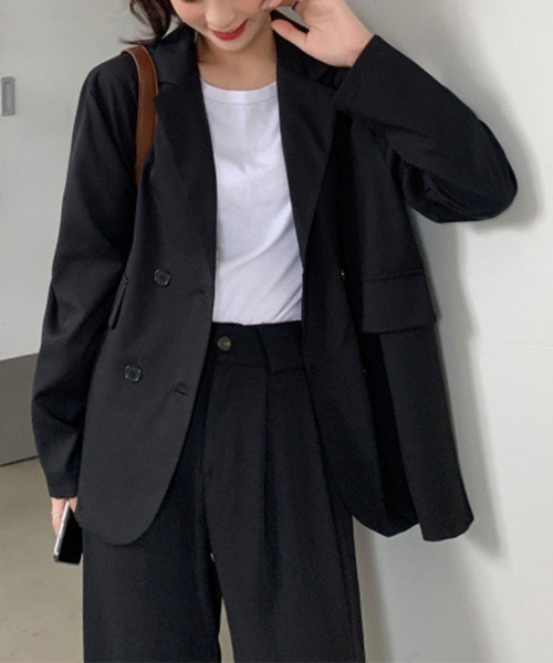 SallyLunn(サリーラン)の「薄手ダブル テーラードジャケット(テーラードジャケット・レディース・ブラック/ベージュ・MEDIUM/LARGE)」の9枚目の写真