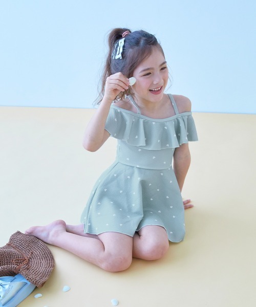 devirock(デビロック)の「2WAYで着られる UVカット ワンピース風セパレート水着(水着・キッズ・パープル系1/サックスブルー系/ホワイト系2/ホワイト系1・160cm/150cm/140cm/130cm/120cm/110cm/100cm)」の14枚目の写真