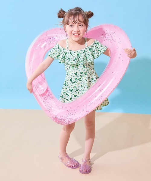 devirock(デビロック)の「2WAYで着られる UVカット ワンピース風セパレート水着(水着・キッズ・パープル系1/サックスブルー系/ホワイト系2/ホワイト系1・160cm/150cm/140cm/130cm/120cm/110cm/100cm)」の17枚目の写真