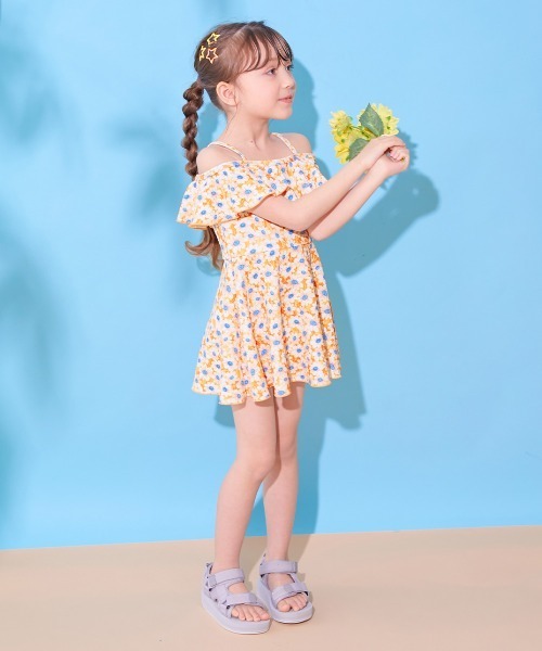 devirock(デビロック)の「2WAYで着られる UVカット ワンピース風セパレート水着(水着・キッズ・パープル系1/サックスブルー系/ホワイト系2/ホワイト系1・160cm/150cm/140cm/130cm/120cm/110cm/100cm)」の18枚目の写真