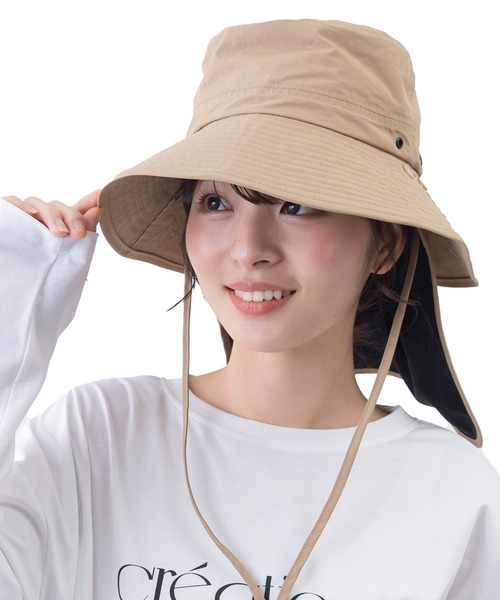 and it_（アンドイット）の「マスク＆ネックカバー付きバケットハット（ハット・レディース・ベージュ/ブラック/カーキ・FREE）」の5枚目の写真