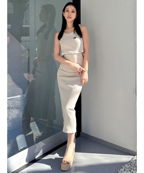 GYDA（ジェイダ）の「GDウエストOPEN SIDEラインノースリテレコロングワンピース（ワンピース・レディース・ベージュ/スカイブルー/ブラック・FREE）」の21枚目の写真