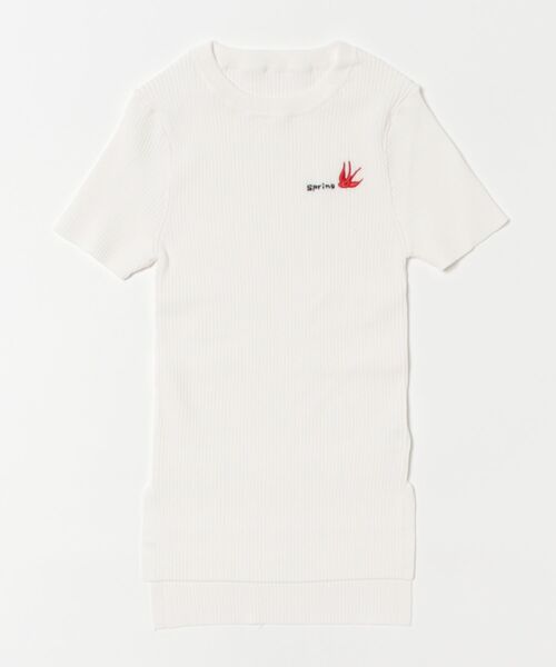 SUWDEE（スーディー）の「embroidery logo rib knit tops（Tシャツ/カットソー・レディース・ホワイト/ブラック・FREE）」の11枚目の写真