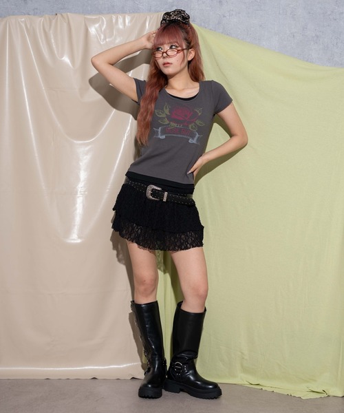 dispark（ディスパーク）の「DISPARK/レイヤードドッキンググラフィックT（Tシャツ/カットソー・レディース・カーキ/ベージュ/スミクロ・FREE）」の20枚目の写真