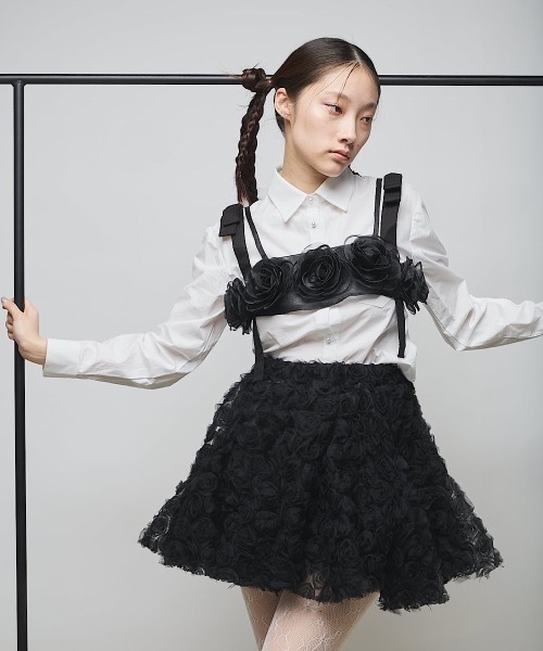 PAIN（ペイン）の「ショルダーリボンシャツ（シャツ/ブラウス・レディース・ホワイト/ホワイト×ブラック/ブラック×ホワイト・FREE）」の9枚目の写真