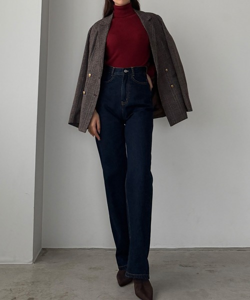 セール】ハイウエストストレートデニム[高身長サイズST/低身長