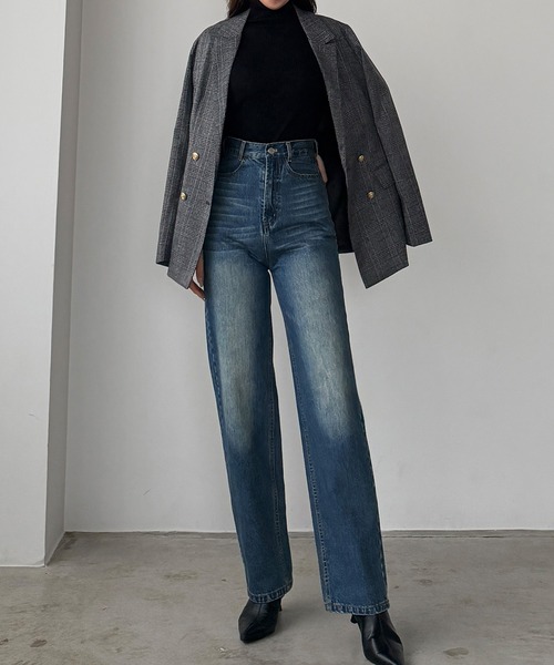 Louere（ルエレ）の「ハイウエストストレートデニム[高身長サイズST/低