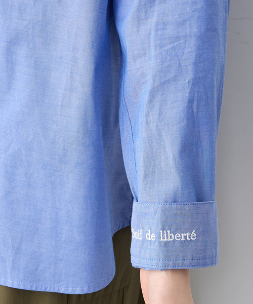 Petit Honfleur（プチオンフルール）の「ポケットシャツ（シャツ/ブラウス・レディース・サックスブルー/ネイビー/パープル/ピンク/ホワイト・M/L）」の10枚目の写真