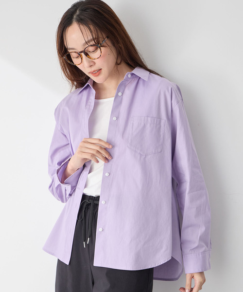 Petit Honfleur（プチオンフルール）の「ポケットシャツ（シャツ/ブラウス・レディース・サックスブルー/ネイビー/パープル/ピンク/ホワイト・M/L）」の5枚目の写真