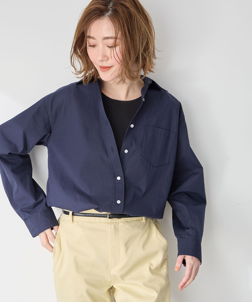 Petit Honfleur（プチオンフルール）の「ポケットシャツ（シャツ/ブラウス・レディース・サックスブルー/ネイビー/パープル/ピンク/ホワイト・M/L）」の3枚目の写真