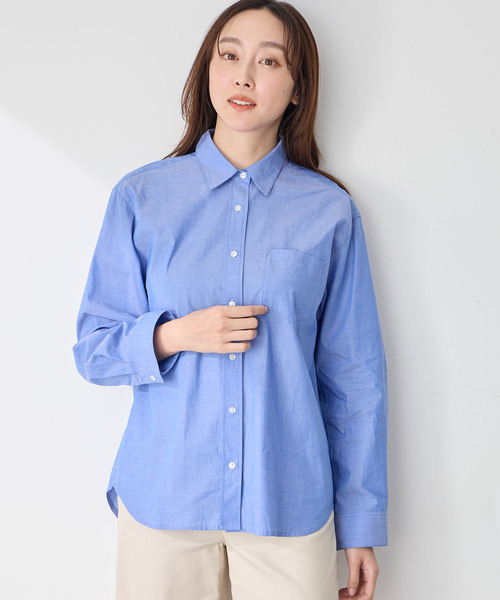 Petit Honfleur（プチオンフルール）の「ポケットシャツ（シャツ/ブラウス・レディース・サックスブルー/ネイビー/パープル/ピンク/ホワイト・M/L）」の4枚目の写真