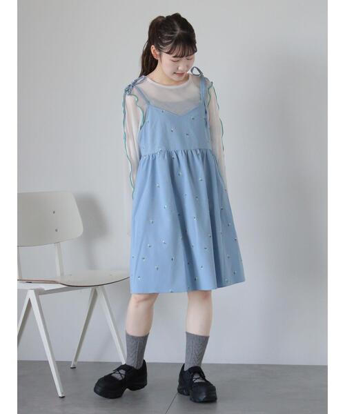 ehka sopo(エヘカソポ)の「配色メローシアーカットソー(Tシャツ/カットソー・レディース・ブラック/サックスブルー/オフホワイト・F)」の7枚目の写真