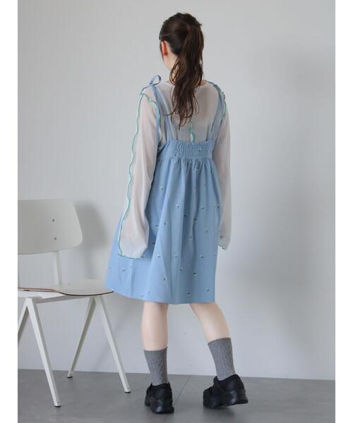 ehka sopo(エヘカソポ)の「配色メローシアーカットソー(Tシャツ/カットソー・レディース・ブラック/サックスブルー/オフホワイト・F)」の10枚目の写真