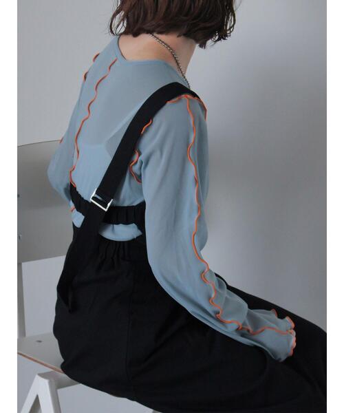 ehka sopo(エヘカソポ)の「配色メローシアーカットソー(Tシャツ/カットソー・レディース・ブラック/サックスブルー/オフホワイト・F)」の14枚目の写真