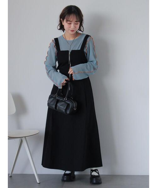 ehka sopo(エヘカソポ)の「配色メローシアーカットソー(Tシャツ/カットソー・レディース・ブラック/サックスブルー/オフホワイト・F)」の16枚目の写真