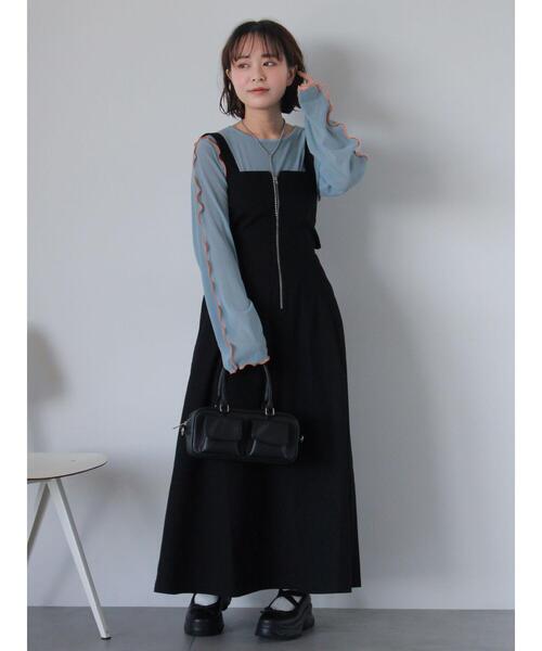 ehka sopo(エヘカソポ)の「配色メローシアーカットソー(Tシャツ/カットソー・レディース・ブラック/サックスブルー/オフホワイト・F)」の17枚目の写真