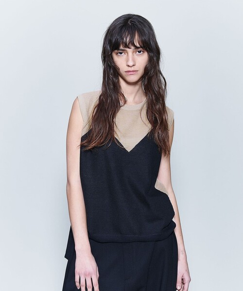 【6(ROKU)】ローゲージ ノースリーブ ニット 6（ロク）の「＜6(ROKU)＞JACQUARD KNIT NO SLEEVE PULLOVER