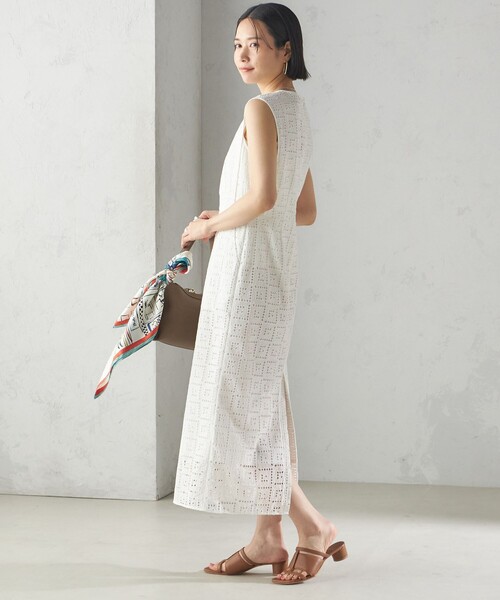 SHIPS（シップス）の「〈手洗い可能〉Broche スクエア レース Iライン ワンピース（ワンピース・レディース・ブラック/オフホワイト・38/36）」の5枚目の写真