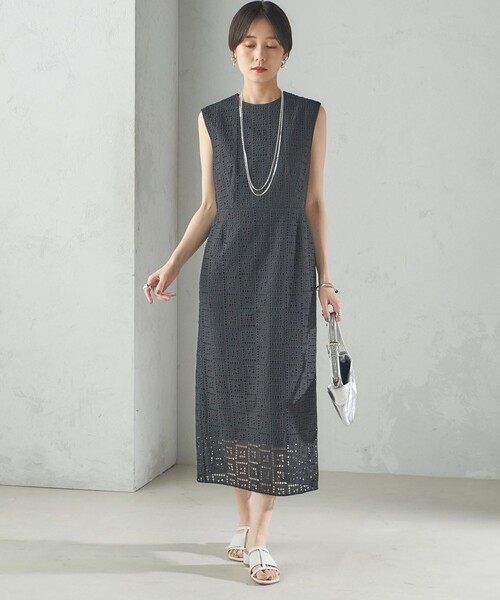 SHIPS（シップス）の「〈手洗い可能〉Broche スクエア レース Iライン ワンピース（ワンピース・レディース・ブラック/オフホワイト・38/36）」の15枚目の写真