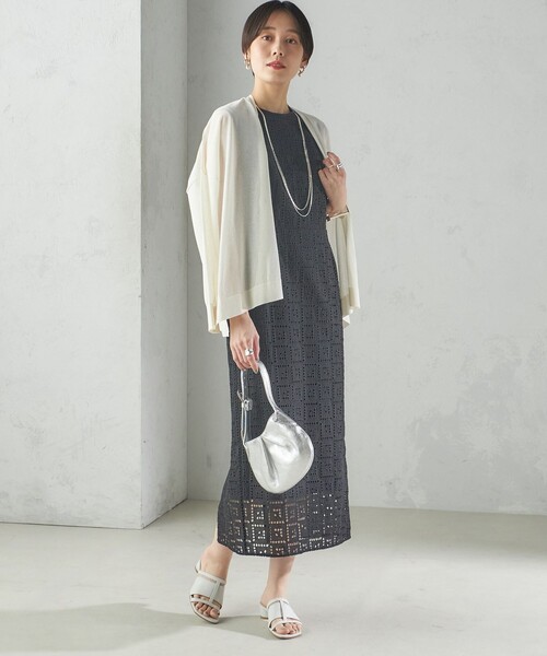 SHIPS（シップス）の「〈手洗い可能〉Broche スクエア レース Iライン ワンピース（ワンピース・レディース・ブラック/オフホワイト・38/36）」の18枚目の写真